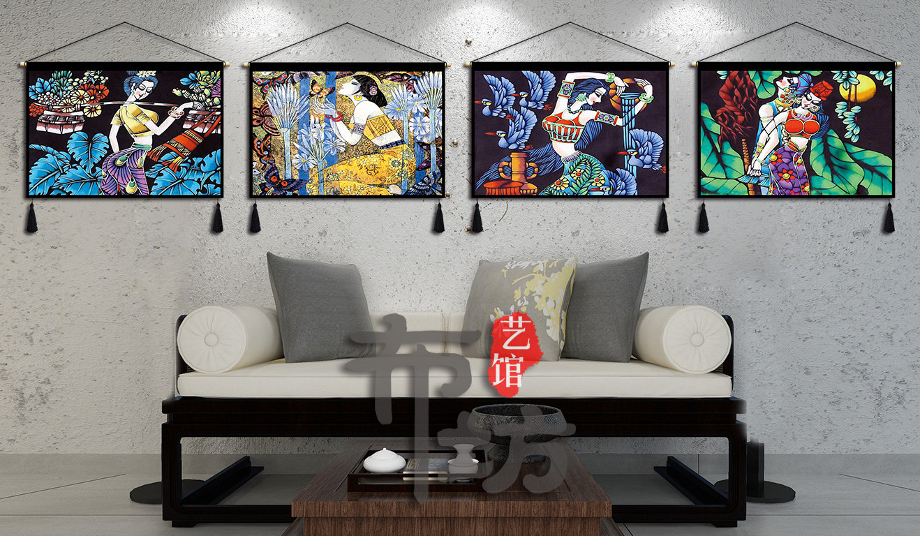 Гобелен 民宿装饰布艺挂画横版民族风人物挂布客房卧室床头大厅背景布挂毯