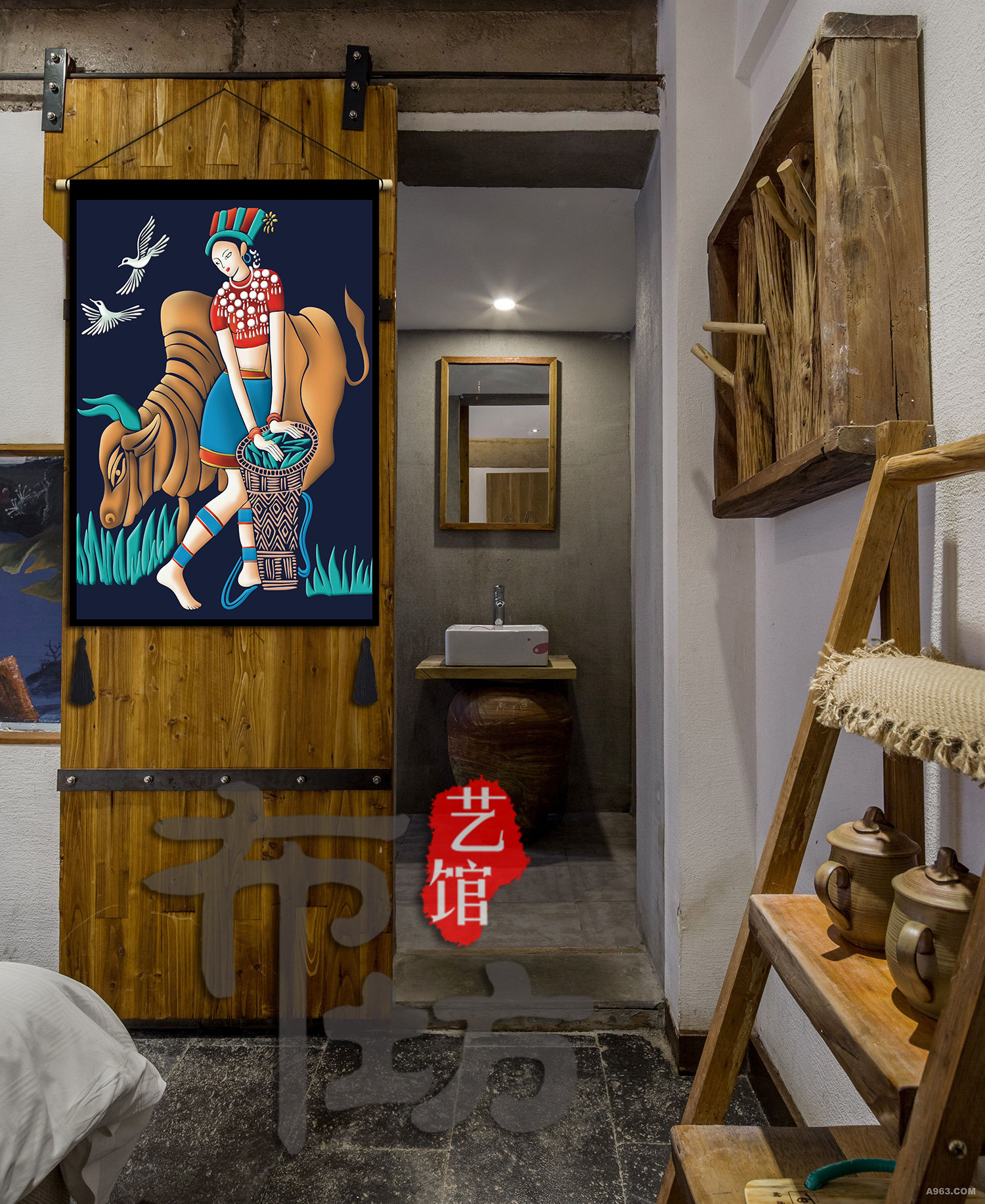 Гобелен 民宿装饰挂布民族风云南人物挂画旅馆酒店客栈卧室客厅布艺挂毯