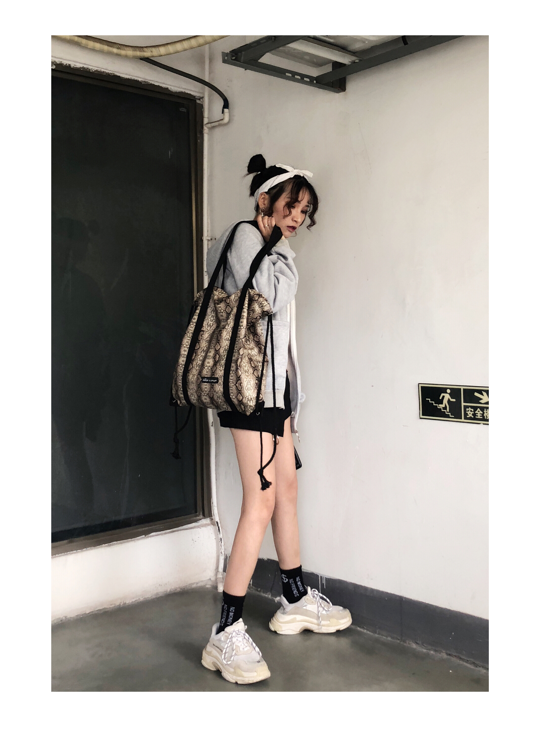 Homemade rắn in canvas dây rút túi đeo vai trong siêu lửa một vai công suất lớn ba lô thể dục - Ba lô cặp sách nữ