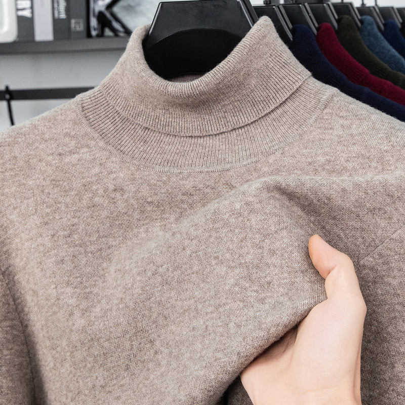 Men's Turtleneck Wool Sweater, Thickened and Warm, Pullover Long-Sleeve Sweater, Business Casual Knit Base Shirt, New Autumn Style