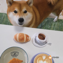 Pet hiding food sniffing toy cat and dog afternoon tea plush coffee bread cake ins style cute photo props