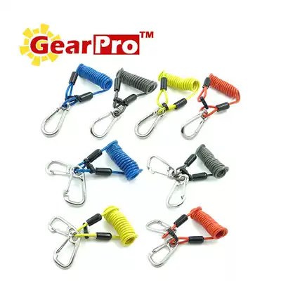 GearPro stainless steel rubber-coated spring rope Quick-unloading telescopic missed rope Diving hook rope Anti-loss rope Single and double buckle