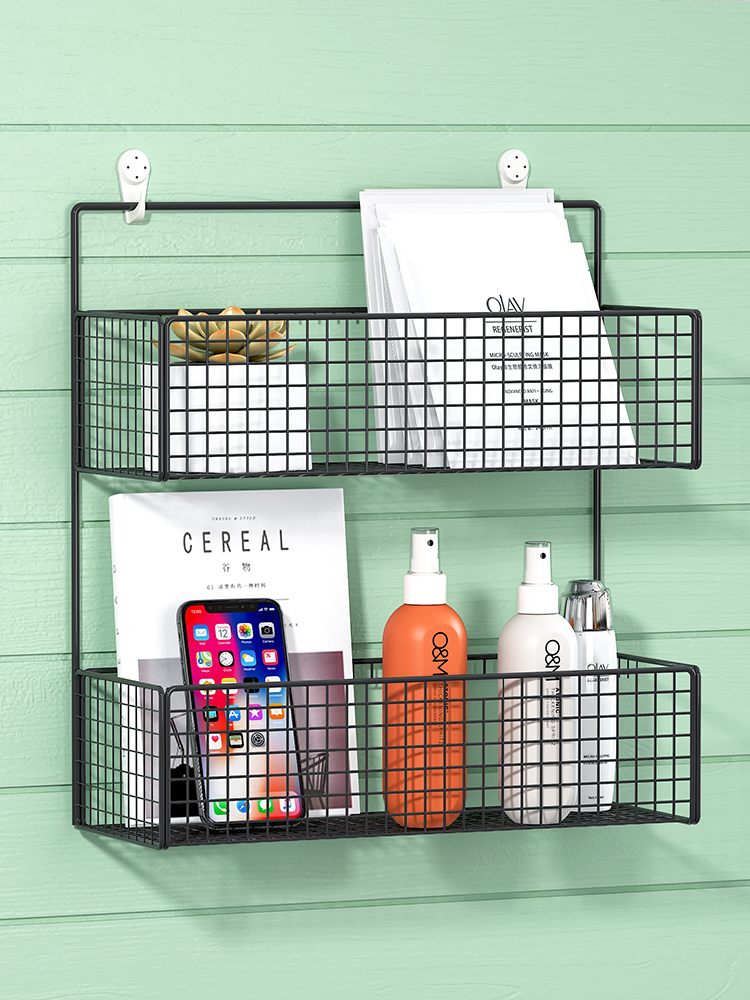 Bedside rack free punching dormitory wall hanging artifact upper bunk storage college student dormitory bedside hanging basket