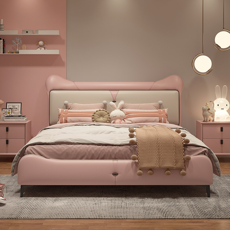 Child Bed Girl Princess Bed Light Extravagant Net Red Soft Bunk Bed Boy Single Bed Modern Brief About 1 5 m Genuine Leather Bed