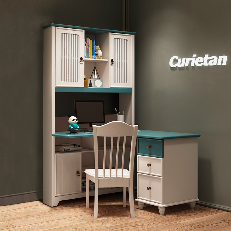 Solid wood children's desk bookcase combination boy multifunctional writing desk home bedroom small apartment corner desk