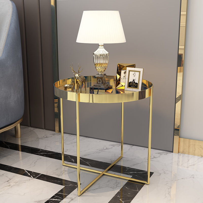 Postmodern light lavish minimalist marble stainless steel angle a few Nordic gilded small tea table hotel sofa edge a few