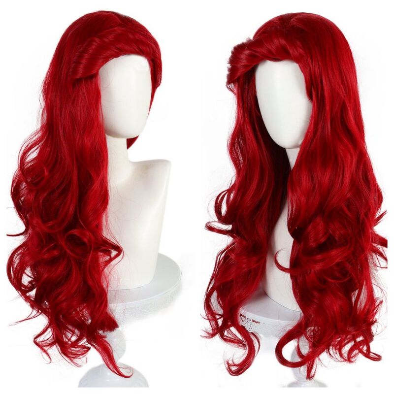 Little Mermaid Ariel Princess Cosplay Wig New Style Universal Red Curly Hair Rose Net