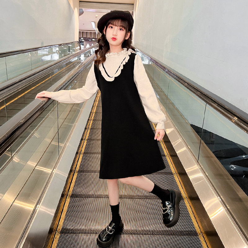 Girls knitting dress Spring and Autumn dress 2023 new children's Yang Spring Princess Dress girl sweater