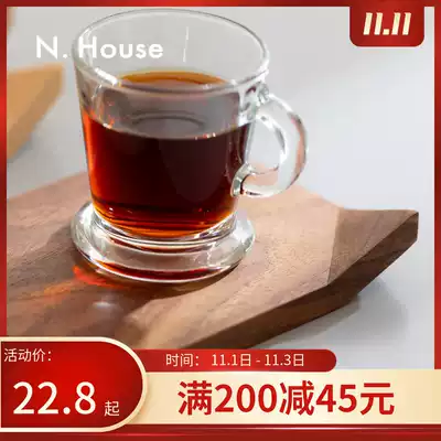 N House corner tea cup mat heat insulation pad anti-scalding Japanese tea ceremony black walnut beech coffee coaster cup holder