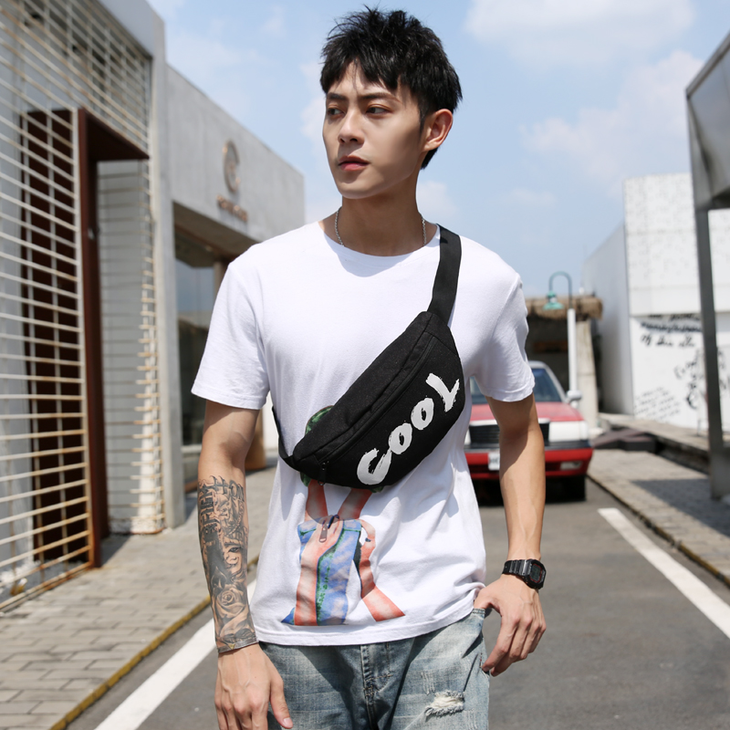 Chest bag men ins super fire sports students large capacity shoulder bag personality fashion Joker canvas slung small waist bag
