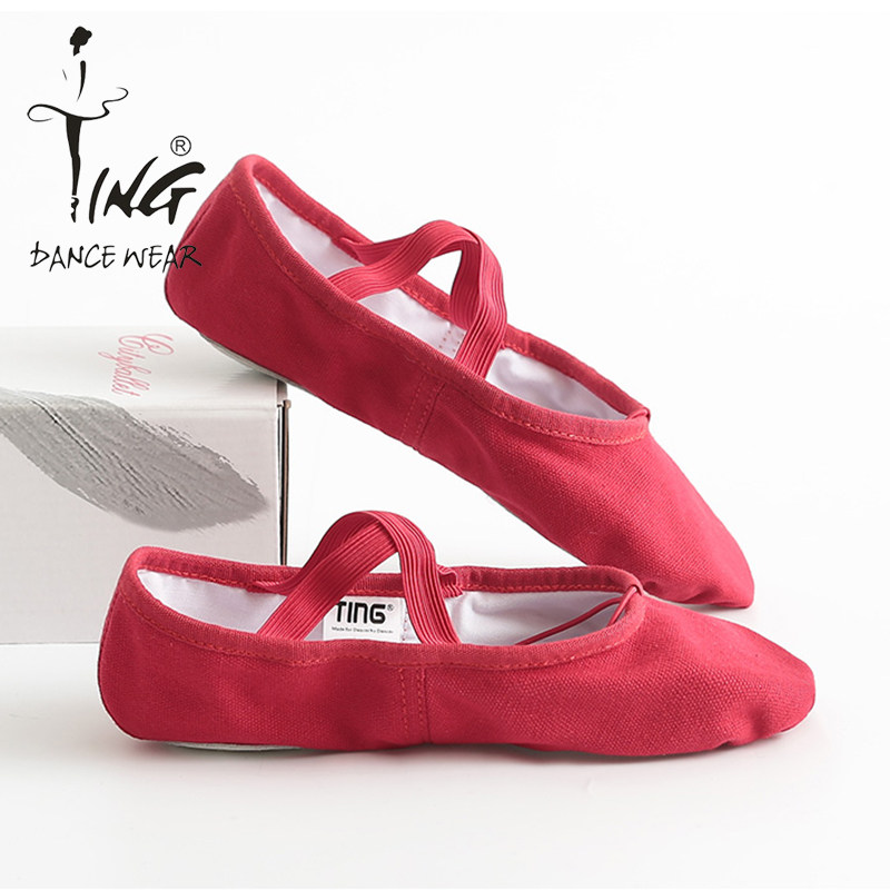 Chen Ting Ballet Dancer Shoes Children Girl Soft Bottom Flat Heel Practice Shoes Adult Canvas Cat Paw Shoes Red White Dance Shoes Man