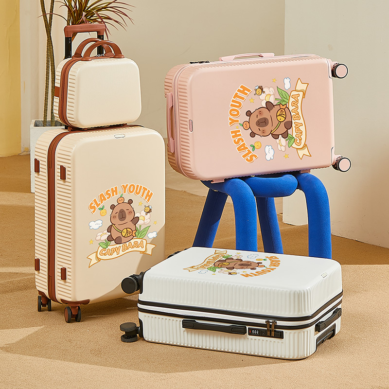 Printed Kapibara Suitcase, New Cute Multi-Functional Suitcase, Sturdy Lightweight Carry-On Suitcase for College Students