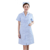 Nurse Service Short Sleeve Womens Uniform Summer Dress White Coat Pink Blue Beautician drugstore textured embroidery workwear Two sets