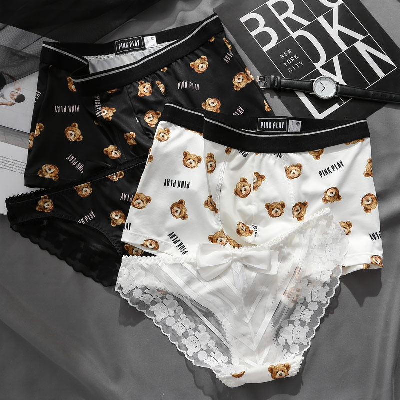 Pair of lovers'underwear ice silk personality cute creative cartoon lovers' sex lovers' underwear briefs