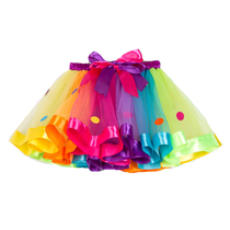 ins childrens skirt June 1 New Years Day kindergarten dance performance wave dot rainbow skirt mesh dress