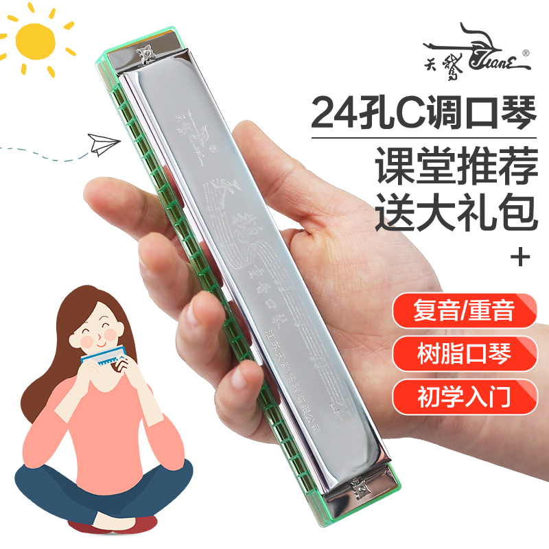 Swan Harmonica Beginner Student 24-hole introductory children polyphonic adult professional accent C-tone harmonica instrument