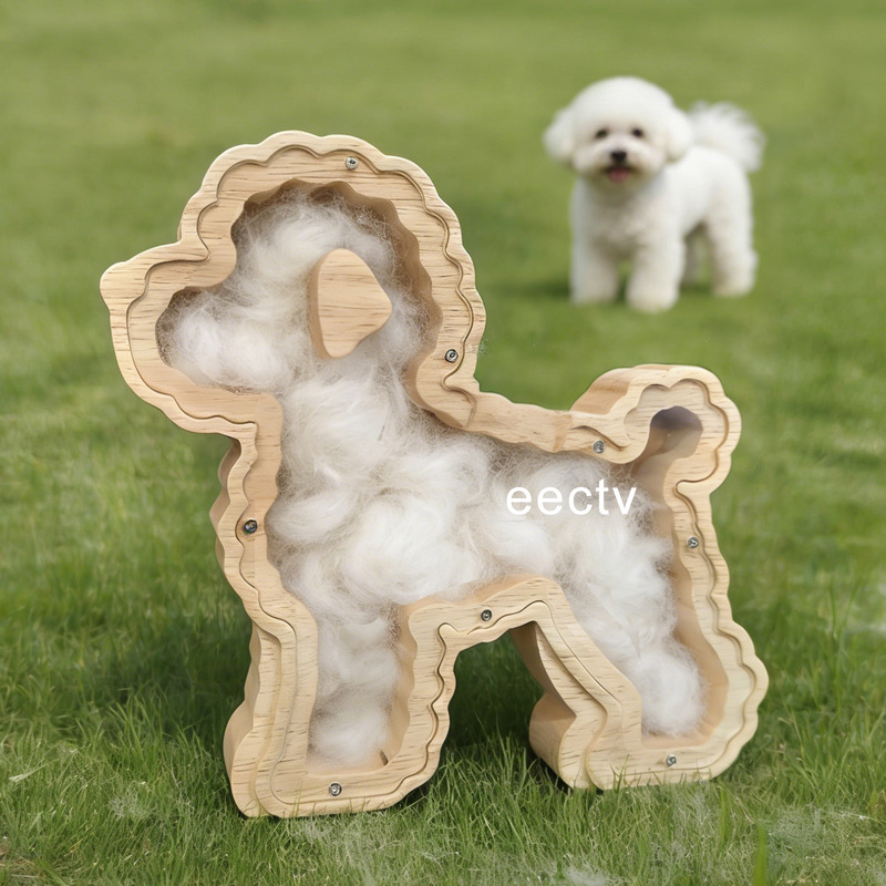 Bichon Dog Hair Storage Box Teddy Shiba Inu Kitten Pet Hair Collection and Preservation Wooden Commemorative Photo Frame Ornament