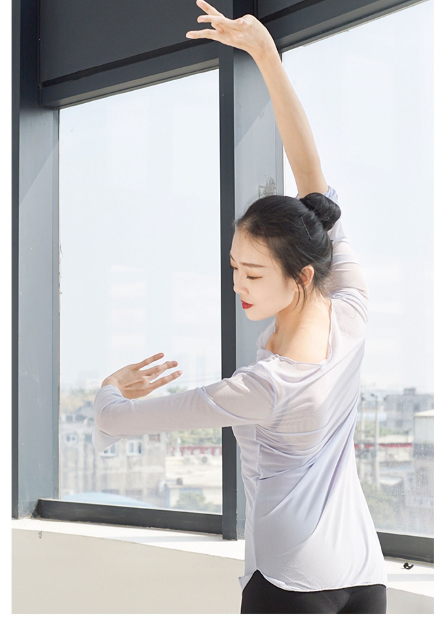 Dan Shige khiêu vũ quần áo múa cổ điển cơ thể vần sợi nhảy hiện đại nhảy dân gian múa ba lê quần áo tập thể dục phụ nữ áo lưới - Khiêu vũ / Thể dục nhịp điệu / Thể dục dụng cụ giầy nhảy