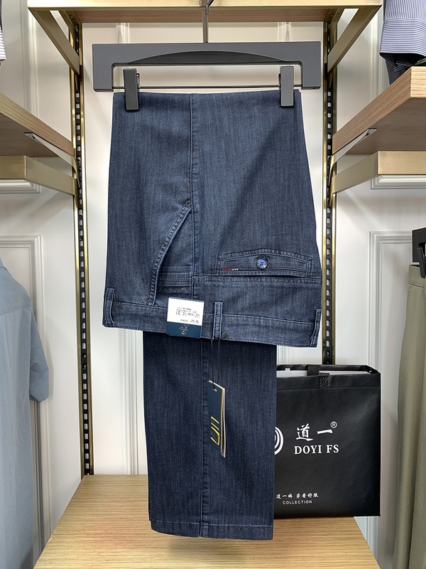 Dao Yi Denim Men's Pants Tencel Lyocell 3342 Model Summer Ultra-Thin High-Waisted Stretch Straight Loose Fit for Middle-Aged and Elderly Dao Yi Denim Men's Pants Tencel Lyocell 3342 Model Summer Ultra-Thin High-Waisted Stretch Straight Loose Fit for Middle-Aged and Elderly
