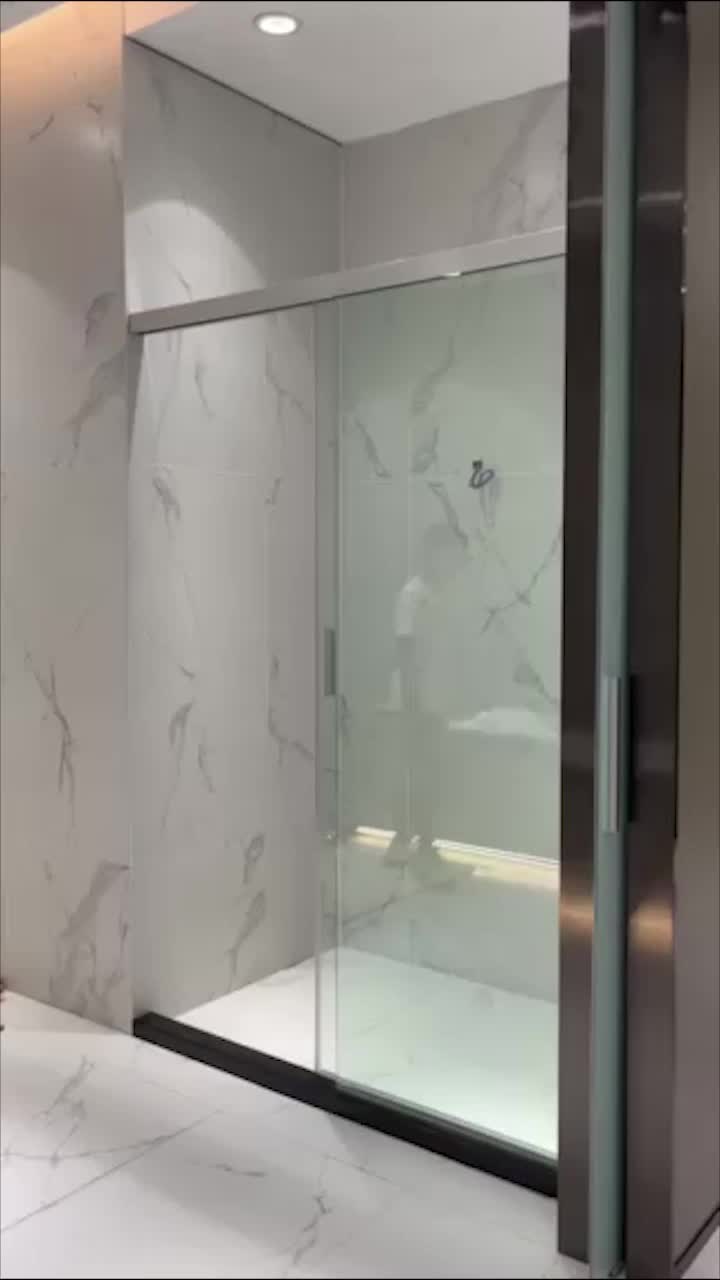 Hotel Sliding Shower Doors Bathroom Enclosure Home Villa Black Aluminum