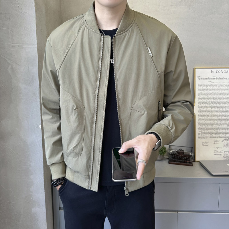 High-End Anti-Wrinkle Twill Baseball Collar Jacket Men's Slim Fit Spring 2026 New Youth Workwear Pilot Jacket