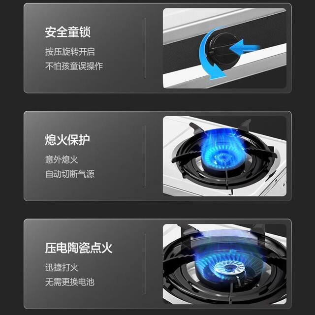 Popular Household Gas Stove, Tabletop Double-Burner Stainless Steel Gas Stove, Natural Gas Stove, Liquefied Gas High-Flame Stove