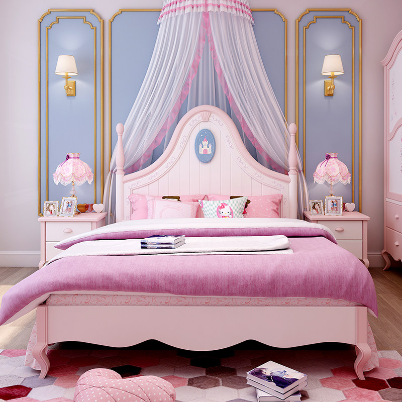 Child Bed Girl Princess Bed Eurostyle Double Bed Girl Daughter Single Bed 1 5 m Bedroom Combined Solid Wood Bed
