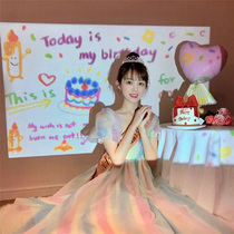 Happy Birthday Projector Projection Lamp Birthday Party Arrangement Photo Props Korea Ins Wind Background Atmosphere Light