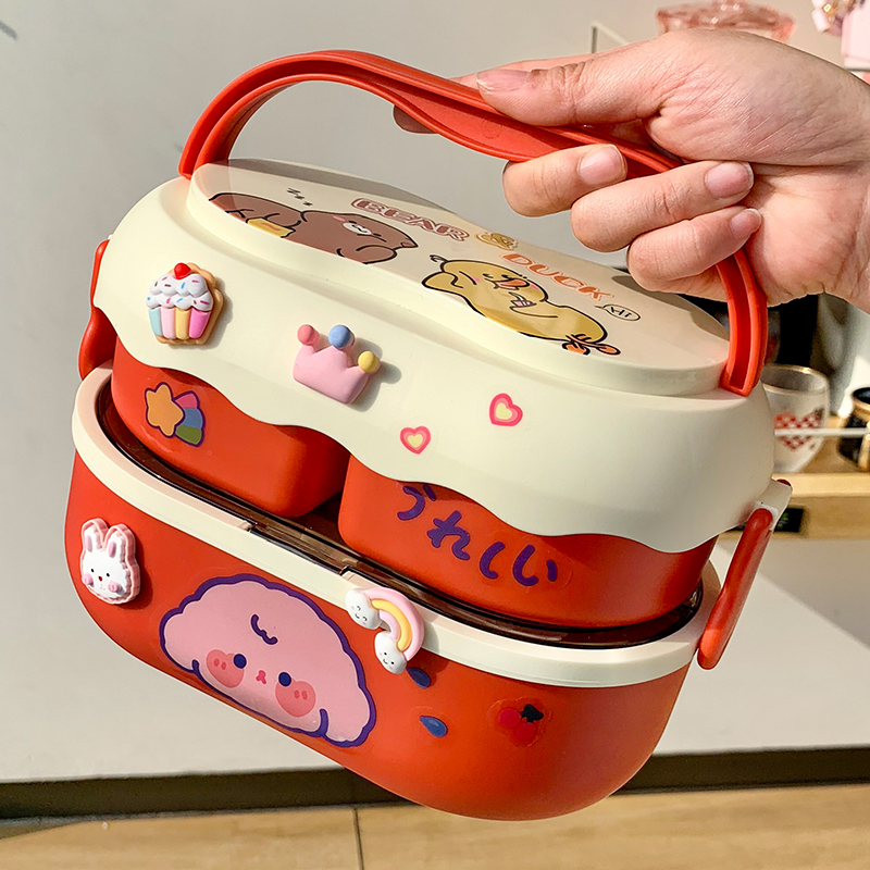 Lovely day-style lunch box with microwave oven to work ethnic group Picnic Boxes Children Elementary School Kids Special Fruit Lunch Box-Taobao