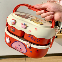 Cute Ins Lunch Box Day Style Children Fruit Lunch Box High Face Value of Microwave Oven Work Family Picnic Box