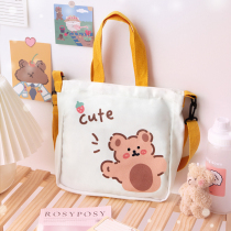 ins Hanfeng canvas bag female college student book Class handbag niche shoulder slung-body tutoring bag