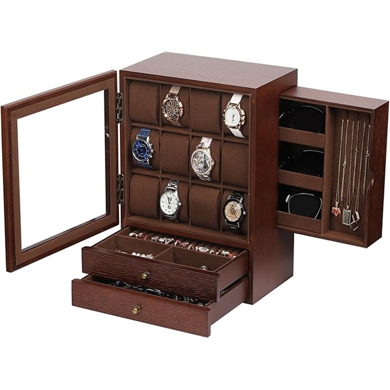 Vertical Wooden Watch Storage Box, High-End Watch Case, Household Watch, Glasses, Jewelry Box, Watch Display Stand