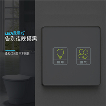 Toilet Kitchen Exhaust Fan Time-lapse Switch Wall Touch Luminous double open single control glass panel pumping off taint