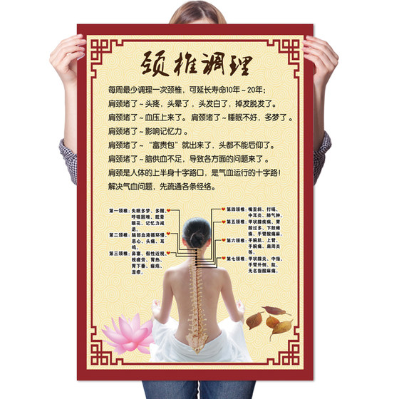 颈椎调理肩颈疏通肩颈海报美容SPA颈椎保养中医养生知识保健按摩