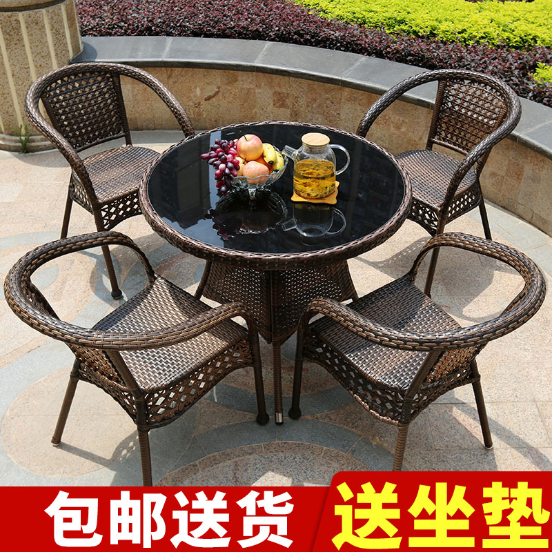 Outdoor Table and Chair Set, Three-Piece Rattan Chair Set, Courtyard Rattan Balcony Small Table and Chairs, Leisure Coffee Table Set, Outdoor Leisure