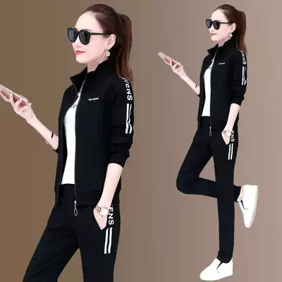 Leisure sports set women spring and autumn 2021 New Korean version of loose large size foreign school running clothes women's three sets