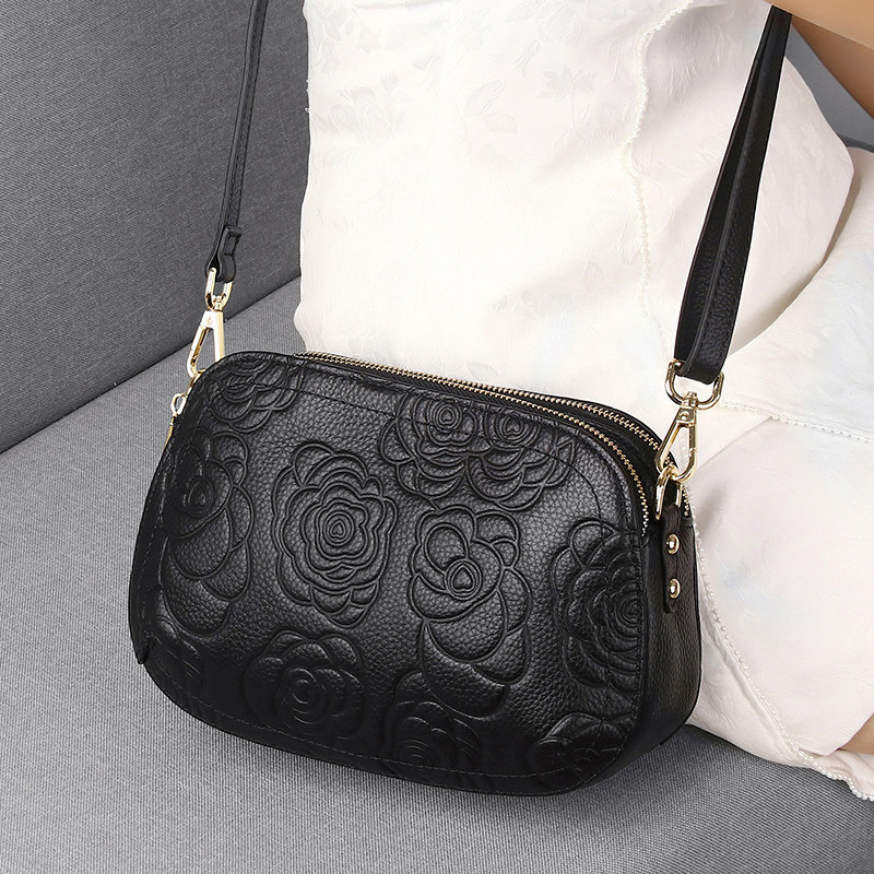 Первый слой коровьей кожи rose mother bag female 2025 новая женская сумка с тиснением, двухслойная сумка-мессенджер через плечо, тренд Изображение 1