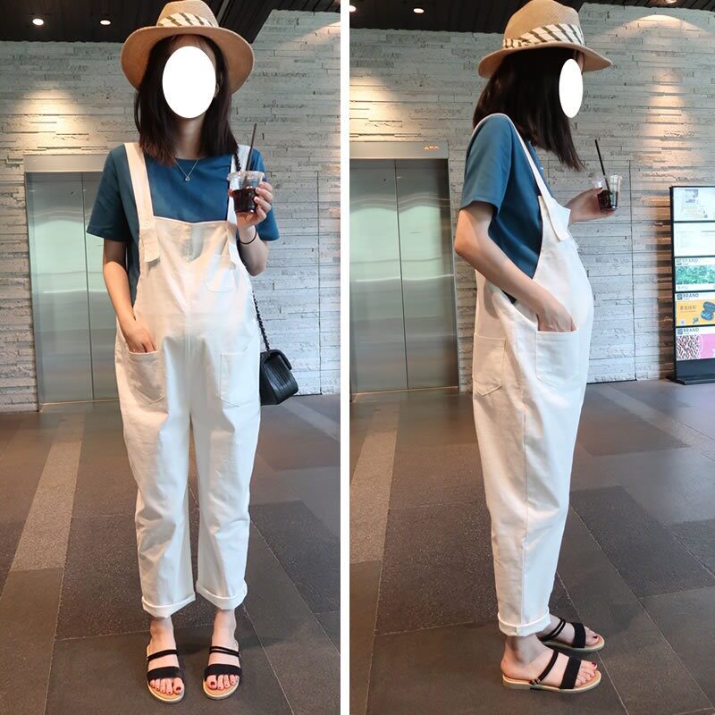 Pregnant woman pants cuddling bag pants cotton linen outside wearing summer thin suit loose large size for breathable not to be pregnant woman
