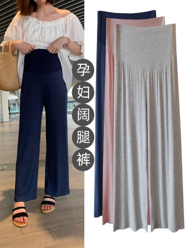 Pregnant Woman Pants Summer Thin care Abdominal Broadleg Spring Autumn Outwear Fashion Inner Lap Pants Loose large size Sizes Little Subs