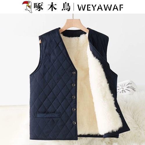 Демисезонный шерстяной удерживающий тепло жилет, из натуральной кожи, для среднего возраста