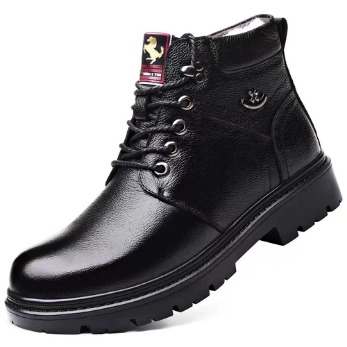 Кожаная зимняя утепленная высокая обувь, кожаные сапоги, воловья кожа, 2023, из натуральной кожи