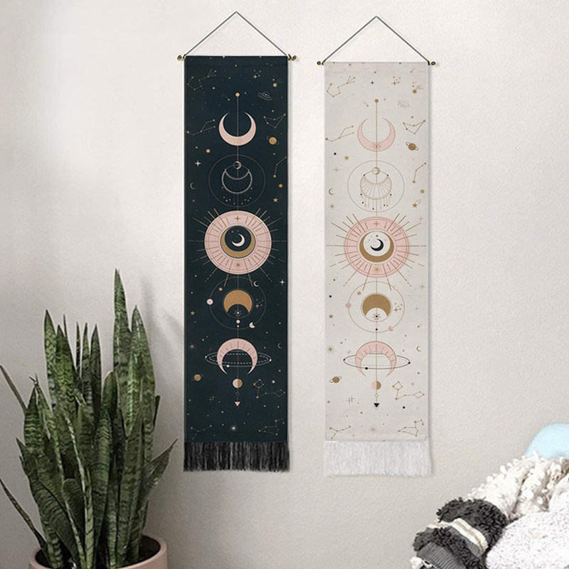 Long decorations on the wall, small pendants, living room, bedroom, rectangular hanging cloth, background wall porch, wall hanging ornaments