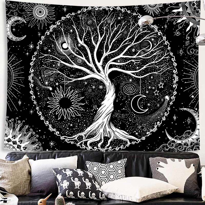 Eurostyle Life Tree Japan Moon Tapestry Mandolo Meritocracy BACKGROUND CLOTH BEDROOM BEDSIDE DECORATIVE WALL CLOTH HANGING CLOTH