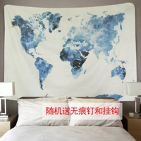 Bản đồ màu xanh tấm thảm INS treo vải cho thuê phòng ngủ trang trí nền vải tấm thảm ký túc xá đầu giường phân vùng vải tường thảm decor phòng ngủ