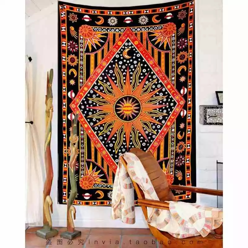 Mandala dân tộc Đông Nam Á trang trí màn quá khổ chụp nền vải tường cho thuê phòng trang trí tấm thảm thảm trang trí phòng khách đẹp