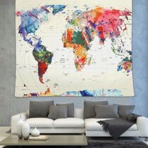 World landscape map ins hanging cloth background cloth Large wall Nordic decorative cloth Bedroom tapestry Selfie curtain cloth