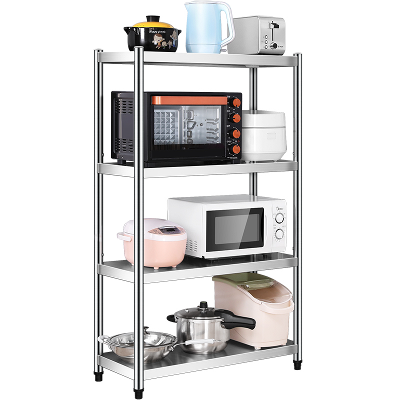 stainless steel kitchen shelf floor multi-layer microwave oven oven multi-functional storage shelf three-layer storage ra