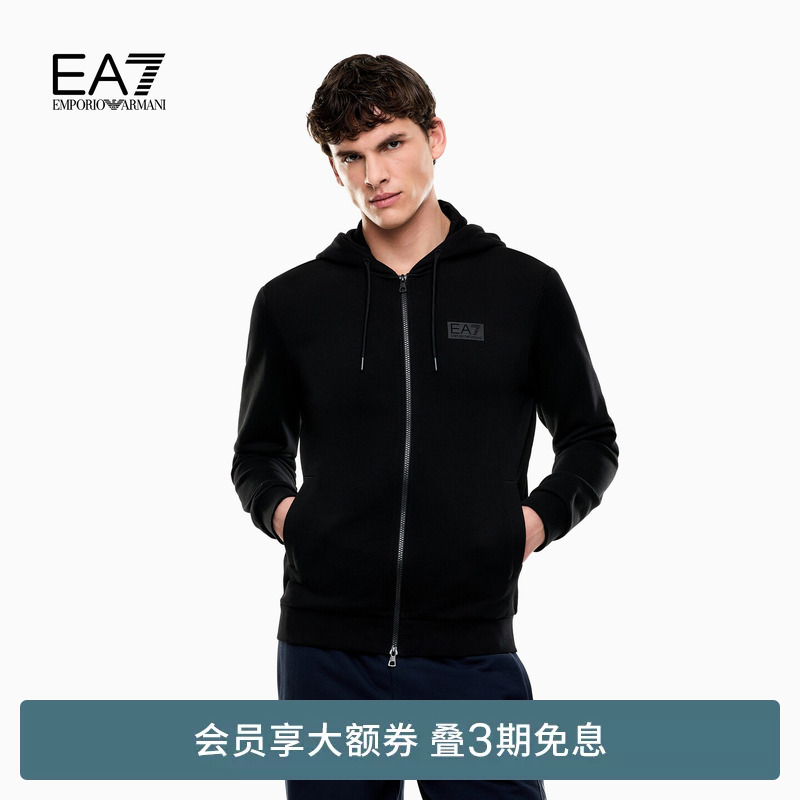 Emporio Armani/Armani Ea7/Spring and Summer New Men's Hooded Zipper Printed Sweatshirt Jacket