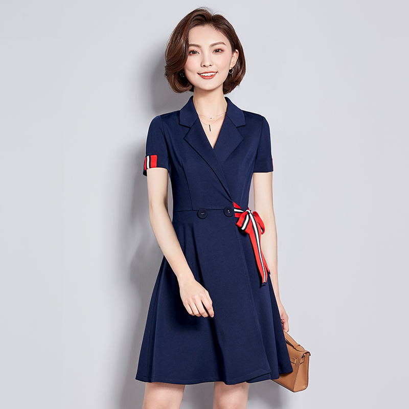 Fuying phụ nữ trang phục chuyên nghiệp mùa xuân và mùa hè salon mới bộ vẻ đẹp workclothes phụ nữ thời trang quầy lễ tân viên đầm đầm