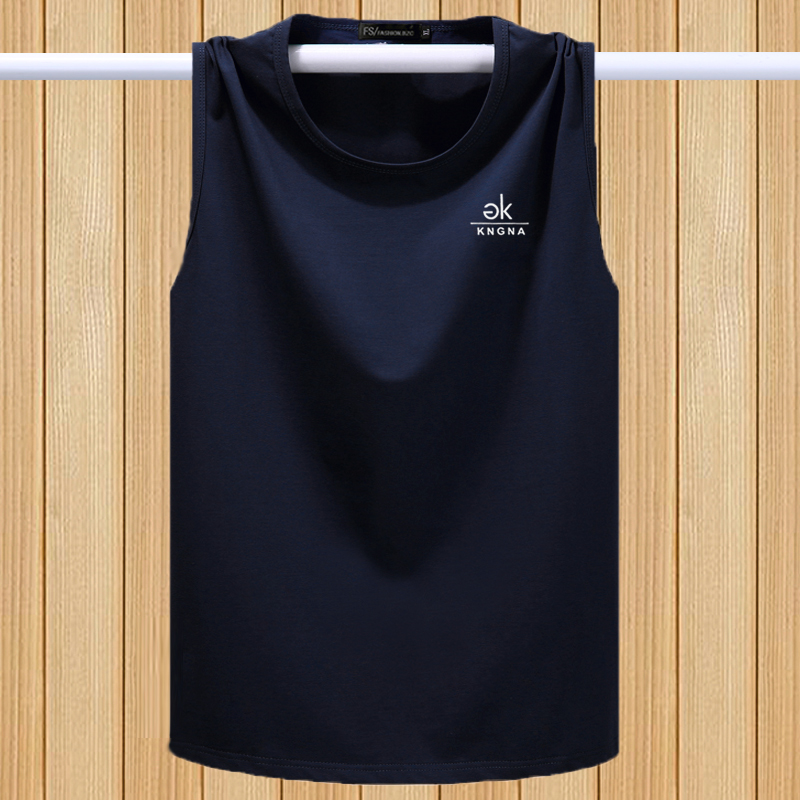 Cộng thêm phân bón XL không tay áo thun cotton cotton thể thao rộng rãi thoáng khí thấm mồ hôi thấm mồ hôi chạy vai ao ba lo